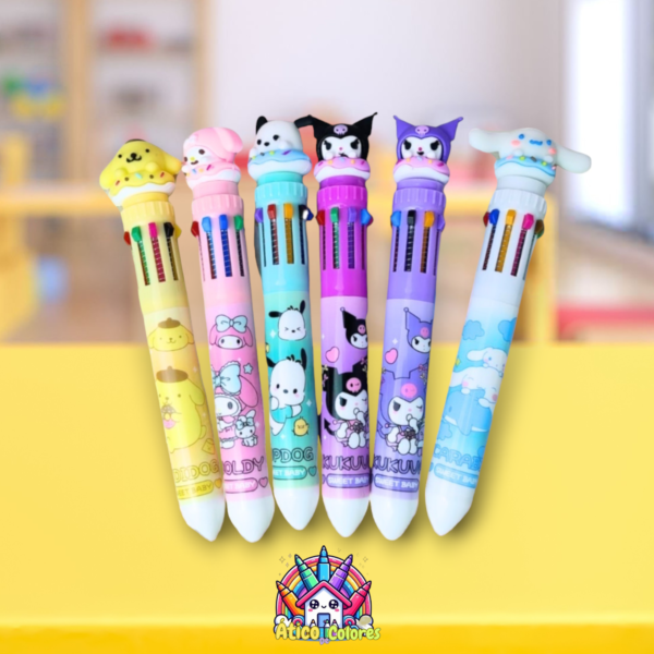 Esfero 10 minas sanrio retráctil x6 unidades