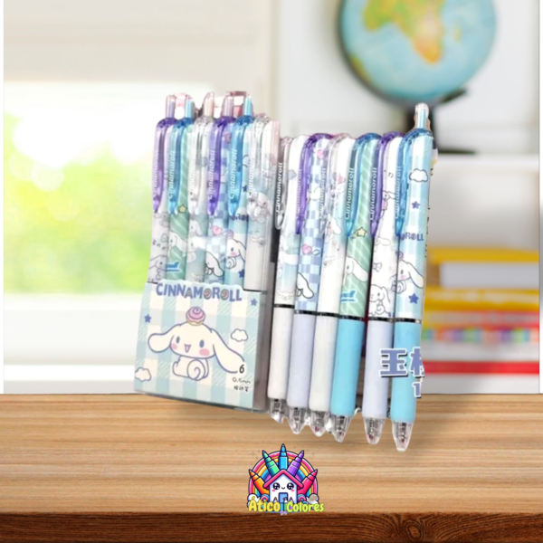 Juego de esferos retràctil en gel Cinnamoroll 1 set x6 unidades