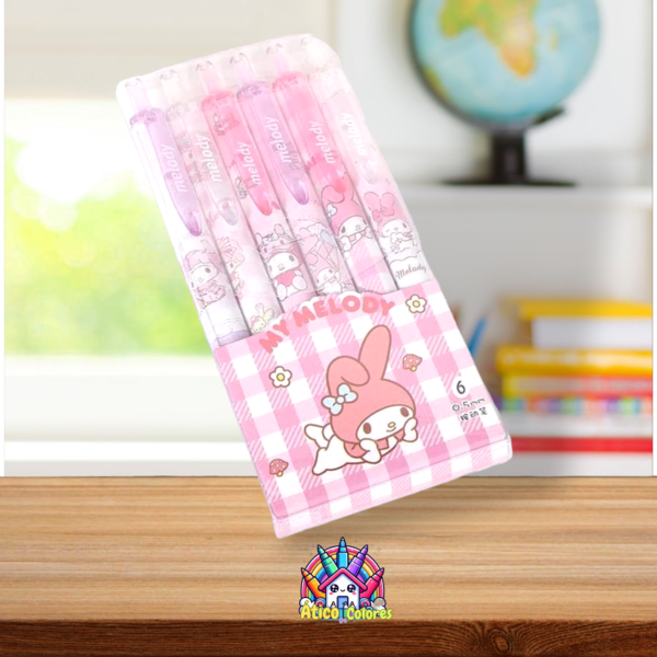 Productos infantiles (8) Juego de esferos retràctil en gel My Melody 1 set x6 unidades