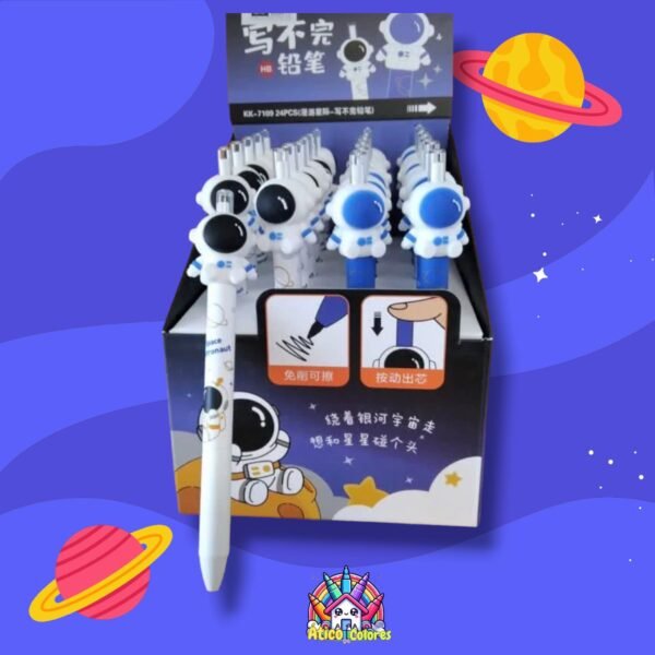 Imagen de WhatsApp 2024-07-05 a las 14.00.21_63372a74 Lápiz infinito retráctil astronauta x4 unidades