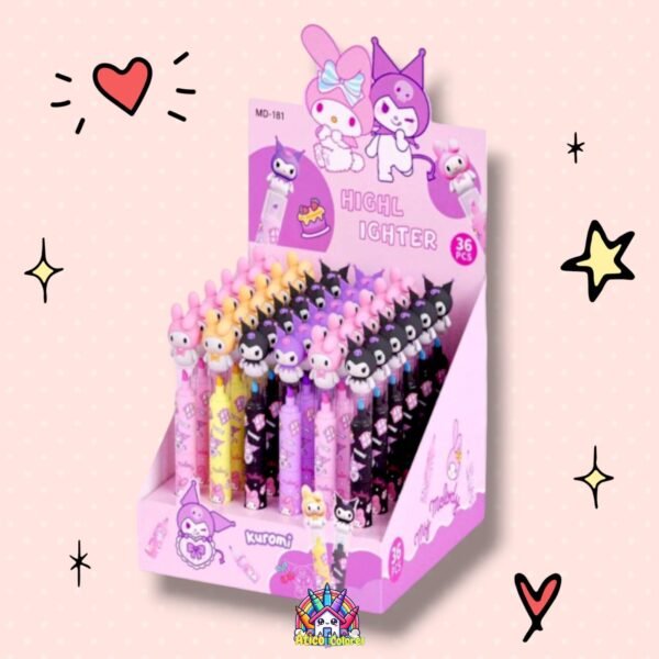 Resaltador  Kuromi tres en uno x6 unidades