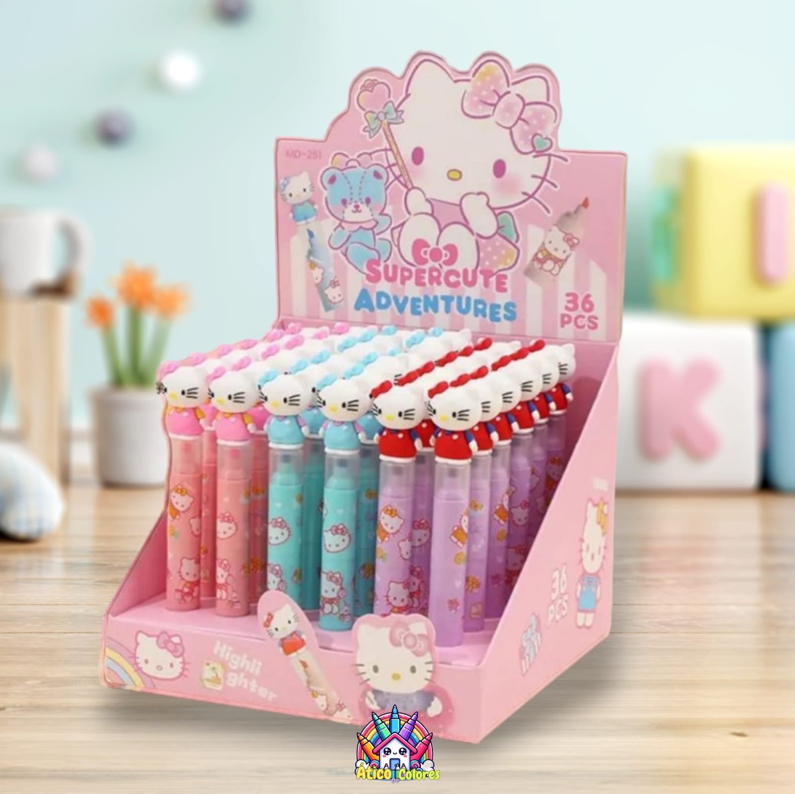 Resaltador Hello Kitty tres en uno x6 unidades